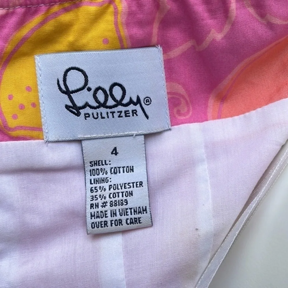 Lilly Pulitzer white label Anna halter Dress - Hibiscus Pink, lemon print size 4